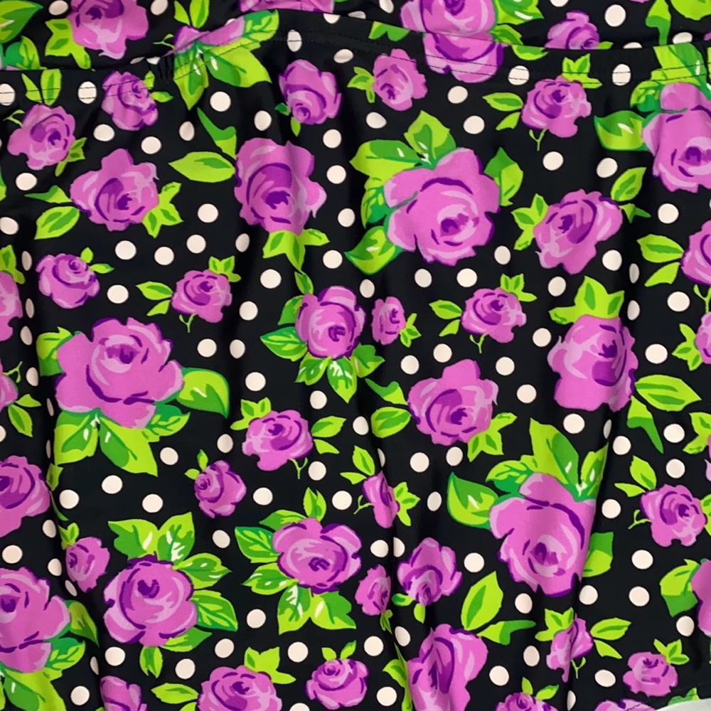 OP Purple Rose Black White Polka Dot One Piece Bathing Suit Size XXL - Picture 4 of 10